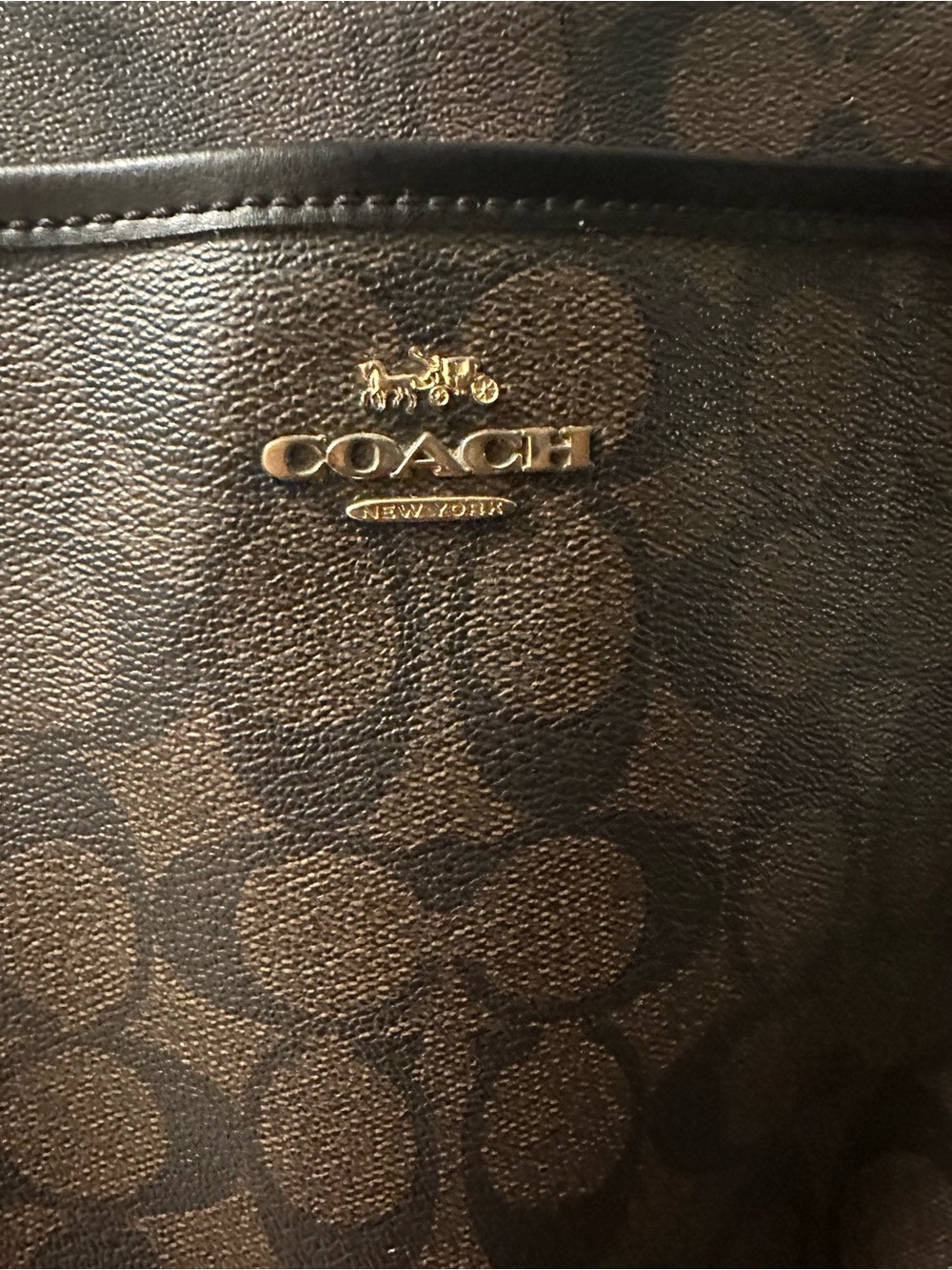 Coach Men’s Brown Signature Canvas Crossbody with Gold Logo